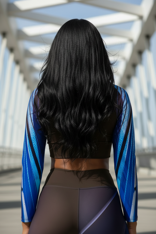 Infinity Sky Long Sleeve Crop – Luxury Wearable Art
An ascending blue-spectrum light-moment captured in motion and transformed into wearable elevation.
Strictly limited to 111 pieces worldwide.